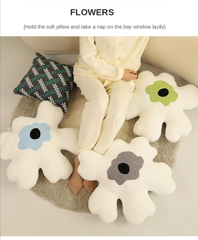 conrtems Sofa Pillow Waist Cushion Back Plush Flower Special-Shaped Pillow All-Match Girl Heart Creative Pillow. (Yellow and White) - Image 5
